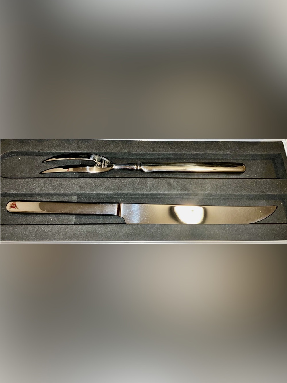WÜSTHOF Germany Stainless 2-Pc Carving Knife & Fork Set with Aluminum Case - Picture 3 of 7